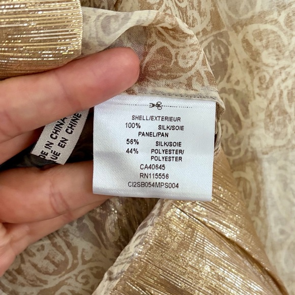 Vintage PORTS 1961 100% Silk Neutral Sheer Blouse w/ Metallics, SZ 8-10 EUC - Picture 6 of 9